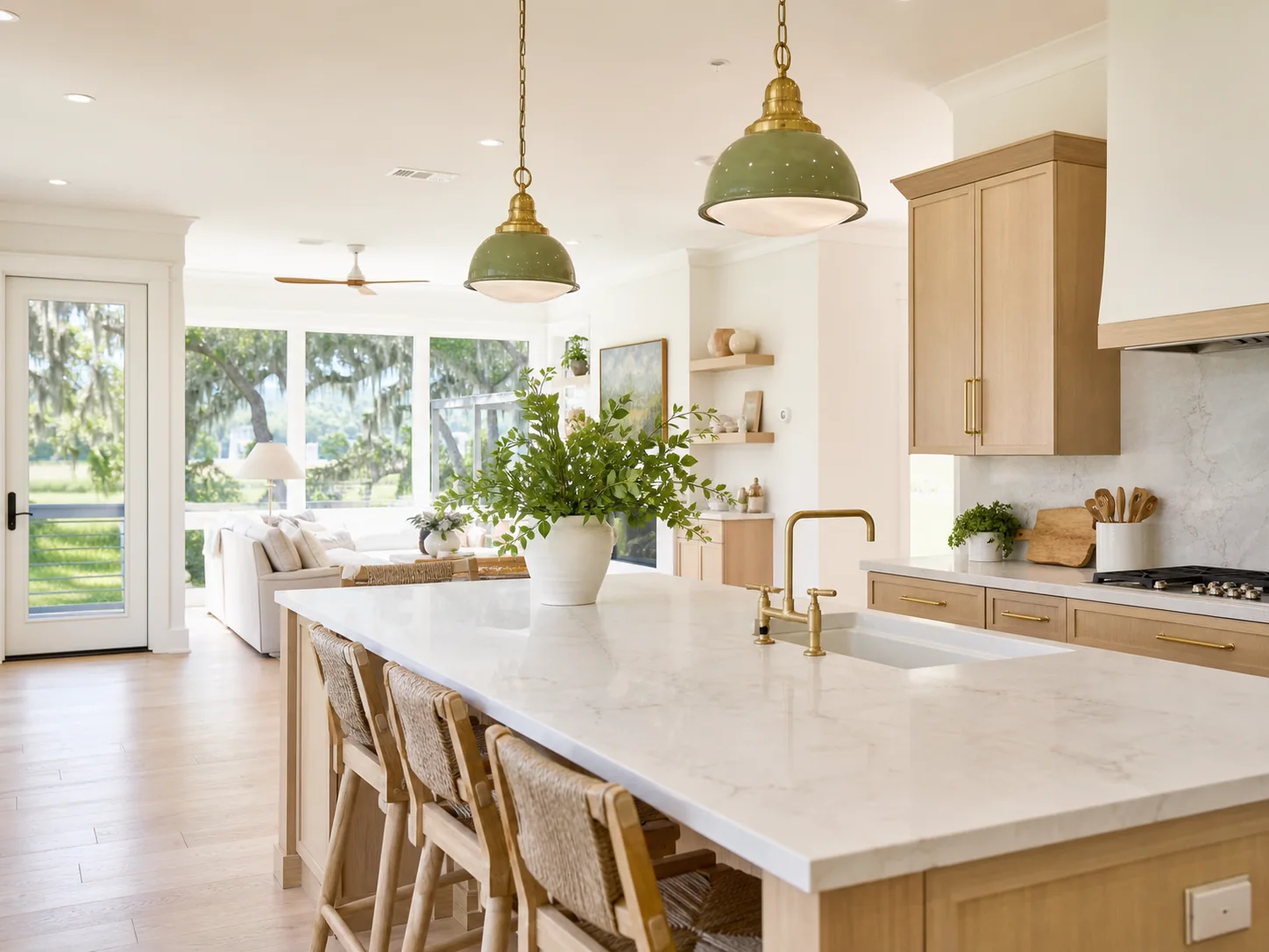 Bright open kitchen in a newer Johns Island home with clear counters